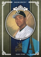 2005 Donruss Diamond Kings #415 Miguel Tejada Oakland Athletics